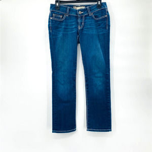 BKE Buckle Stella Stretch Cropped Jean Bling Rhinestone Pockets Med Wash Size 26